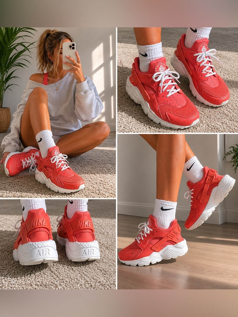 Salmon Nike huarache shoes size 10